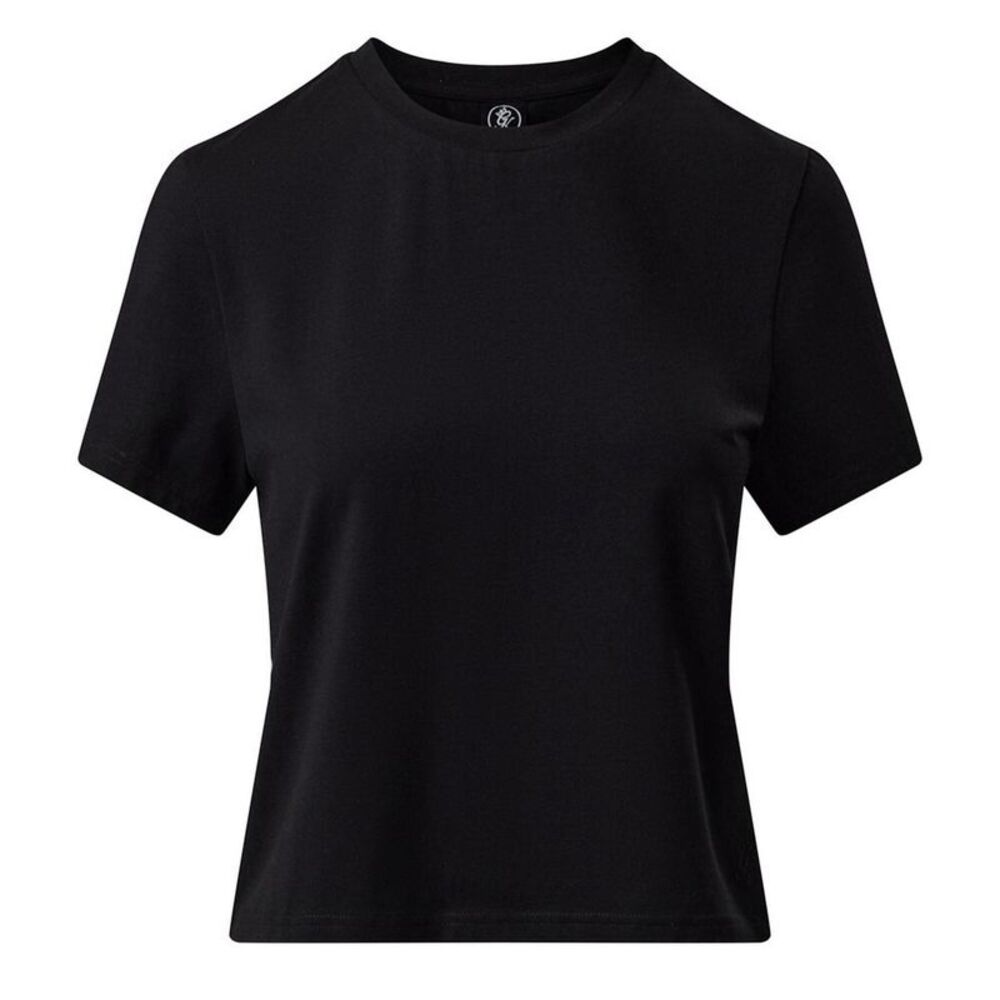Gym King Womens/Ladies Victory Capped Sleeved Crop T-Shirt / Black